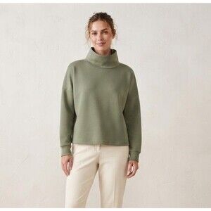 REFKA Casual Women S Green Turtleneck Long Sleeve Sweatshirt Top Minimalist Chic